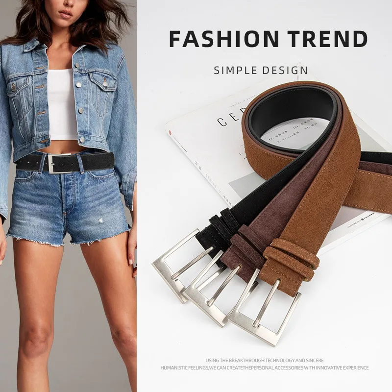 Women's Vintage Suede Genuine Leather Corset Female Cummerbund Coat Waistband Dress Decration Wide Belt J1639