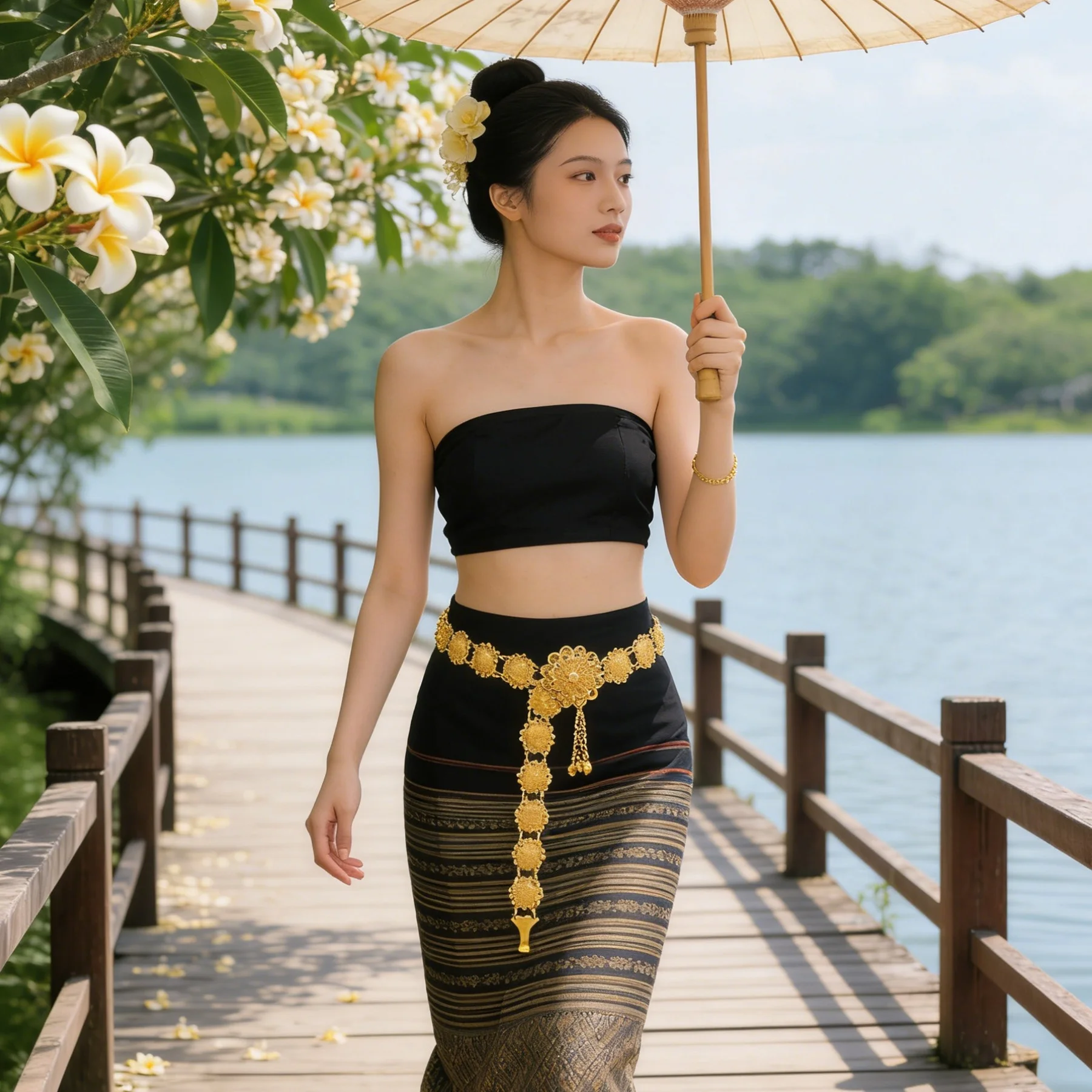

Retro Gold Floral Waist Chain Women's Court Style Waist Decorative Ethnic Tassel Metal Belly Dance Waist Chain Body Chain