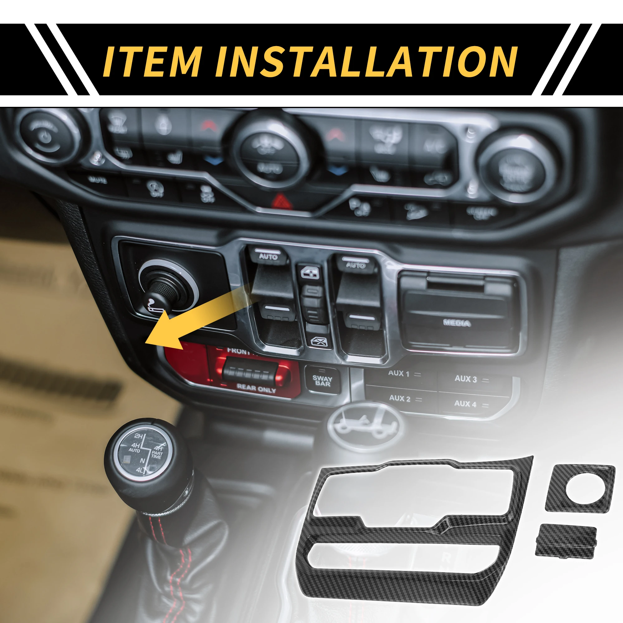 

UXCELL Dashboard Center Console Window Control Panel Cover for Jeep Carbon Fiber Black