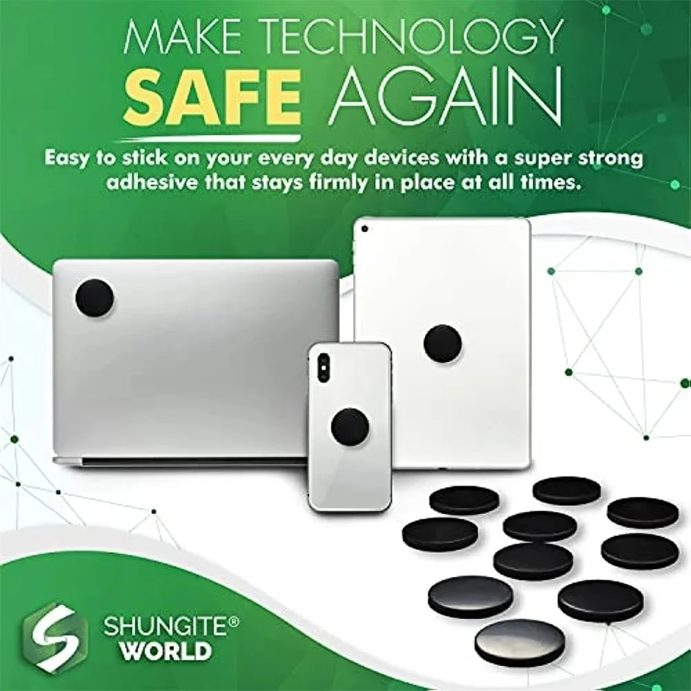 Natural Shungite Phone Shield Sticker, EMF EMR 5G Radiation Blocker, Raw Crystal Anti-Radiation Plate for Mobile TV