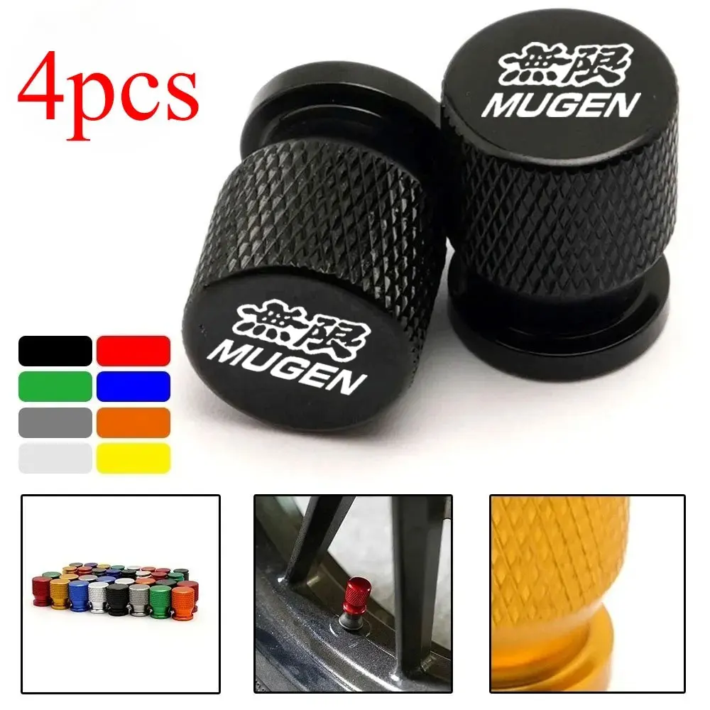 For Honda Mugen CB400 CB650F CBF CBR250RR CRF SH300 NC750 4Pcs Car Wheel Tire Valve Caps Tyre Stem Covers Airdust Waterproof