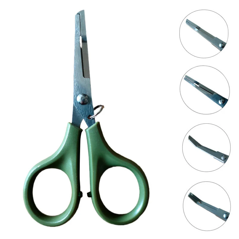 กรรไกรตกปลาหัวนกอินทรีหัวแบนราบมีฟันหยักเครื่องมือตัดแนวโค้งทำจากสเตนเลสสตีล