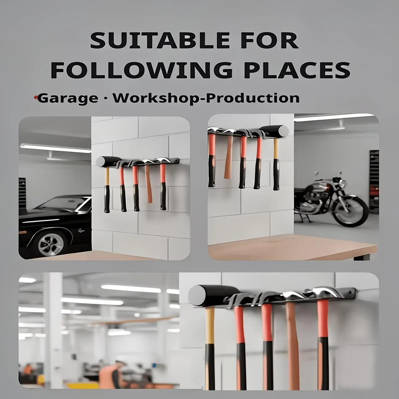 

Wall Tool Organizer 5-Slot Garage Wall Hammer Holder Workshop Screwdriver Storage For Shed Workshop Factory Home Plier