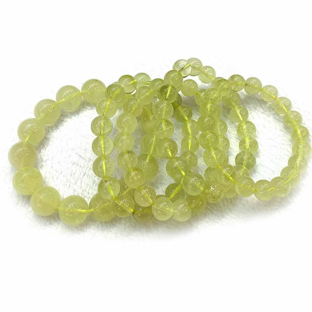 Veemake Natural Genuine Clear Yellow Libyan Meteorite Round Beads Bracelets 08056