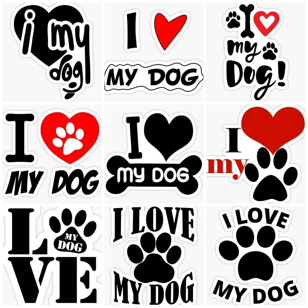 

I Love My dog Creative Pets Sticker Laptop Car Bumper Window Glass moto truck wall door bicycle van helmet decal Customizable