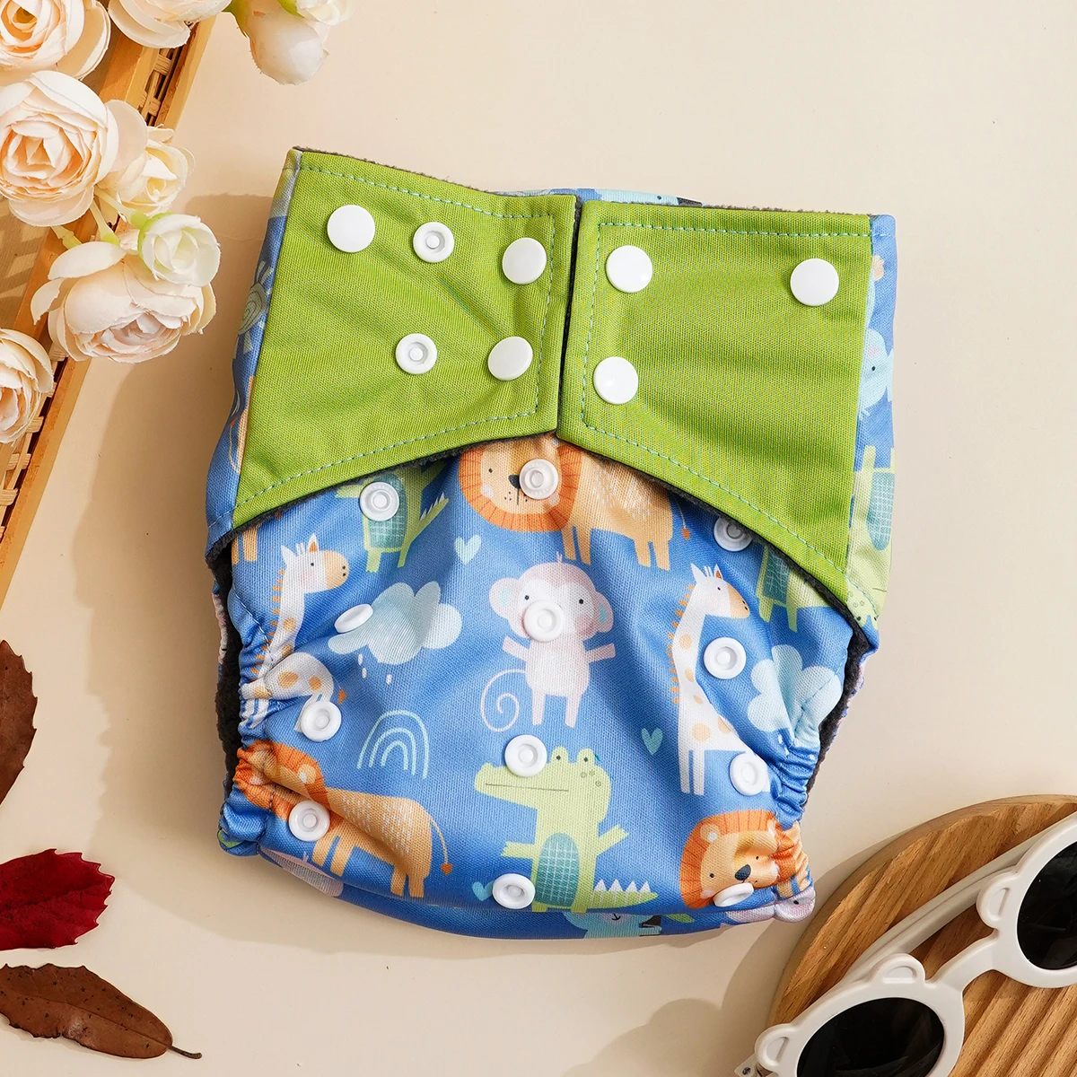 Happy Flute Washable Reusable Pocket Cloth Nappy Bamboo Charcoal Diapers Fit 3-15kg Boys and Girls For All Seasons