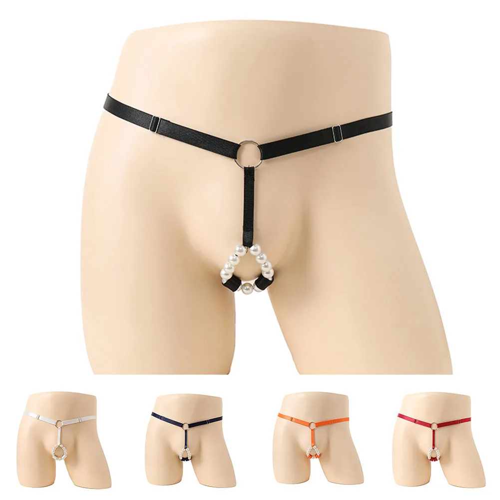 Mens Sexy G-String Thongs O-Ring Beaded Jockstrap Male Open Butt Crotchless Sissy Underwear Strap Youth Bikini Hombre Lingerie