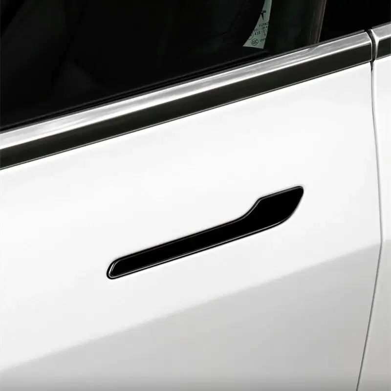 For Tesla Model 3 Model Y Model3 Carbon Fiber Black Chrome Car Door Handle Cover Trim Sticker Styling Auto Accessories