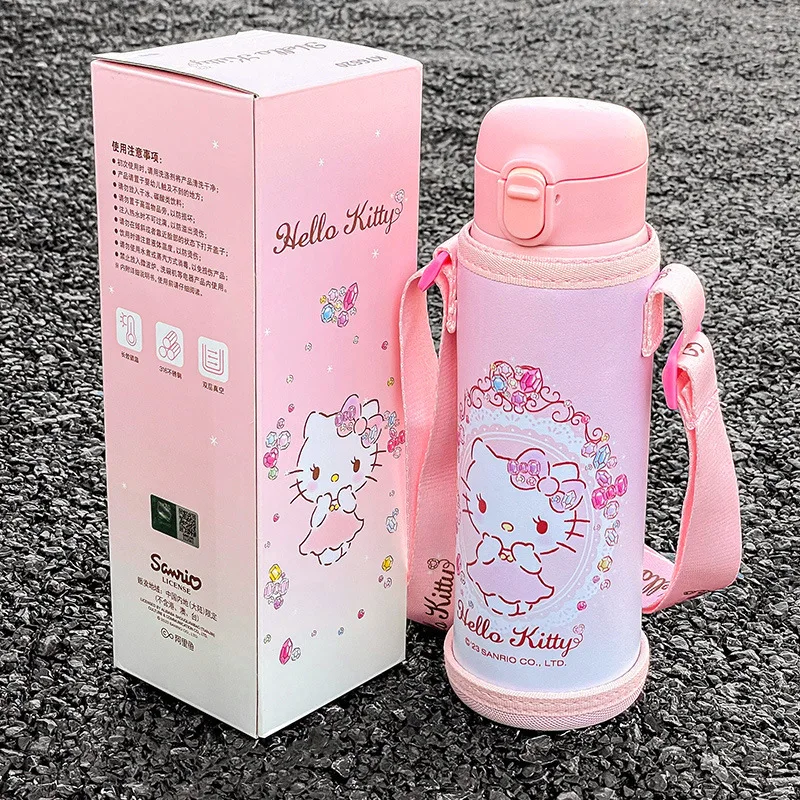 New Sanrio Hello Kitty Insulated Cup Kawaii Water Bottle 480ml High Capacity Cute Y2k Beauty Student Home Straw Water Cup