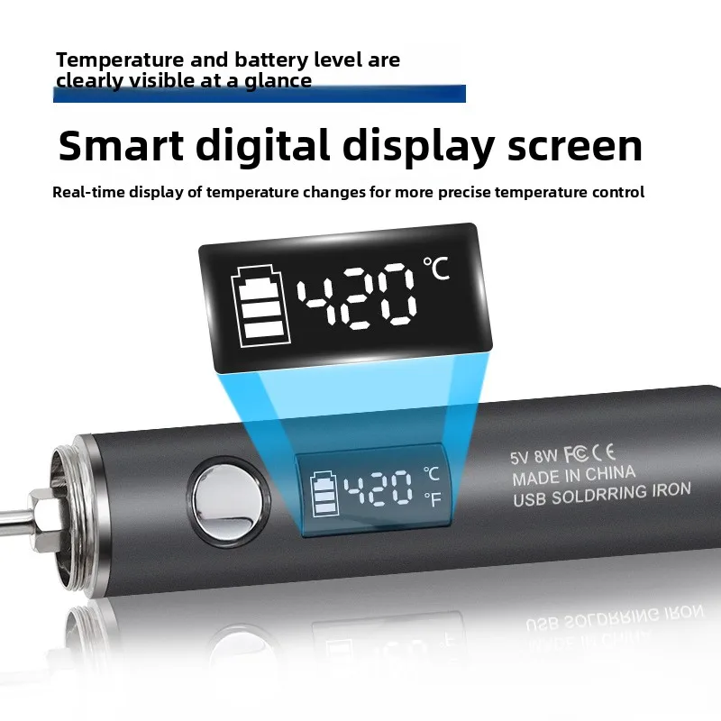 Wireless Soldering Iron Kit, USB Rechargeable Digital Display Welding Pen Home Electronic Maintenance