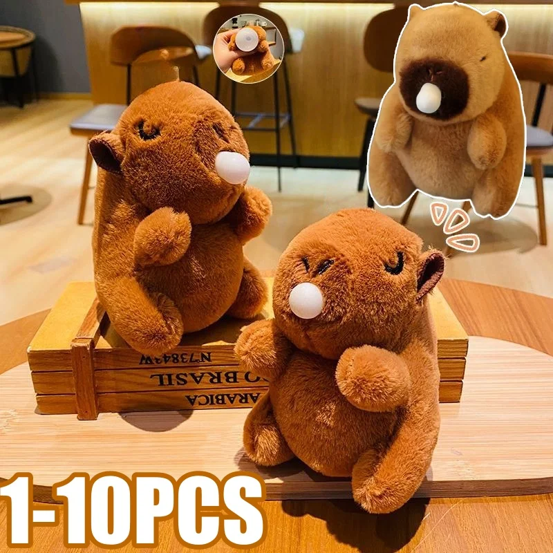 Fashion Plush Capybara Keychain Soft Creative Capibara Keyring Bubble Blowing Cute Kapibara Pendant Bag Hanging