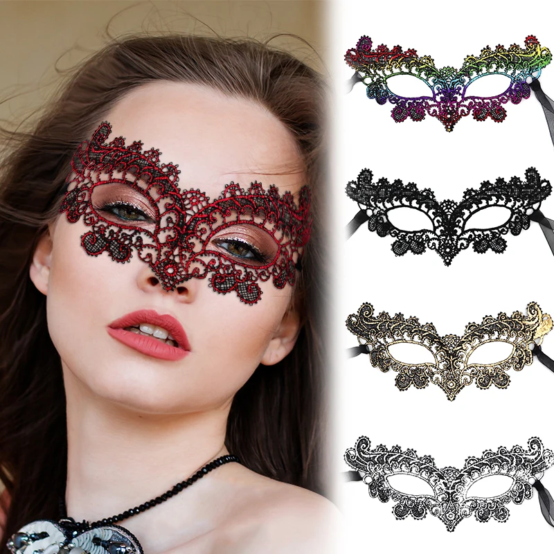 

Halloween Cosplay Eye Masks Half Face Lensless Eyeglass Women's Sexy Lace Fancy Dress Ball Masquerades Party Supplies Props