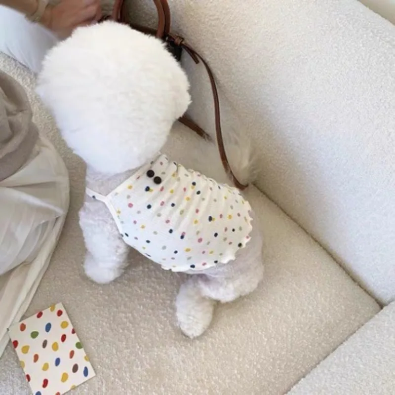 

Puppy Cute Pet Sling Summer Thin Teddy Polka Dot Lace Dog Clothes Small Dog Shirt Cat Pet Clothes Designer Dog Clothing