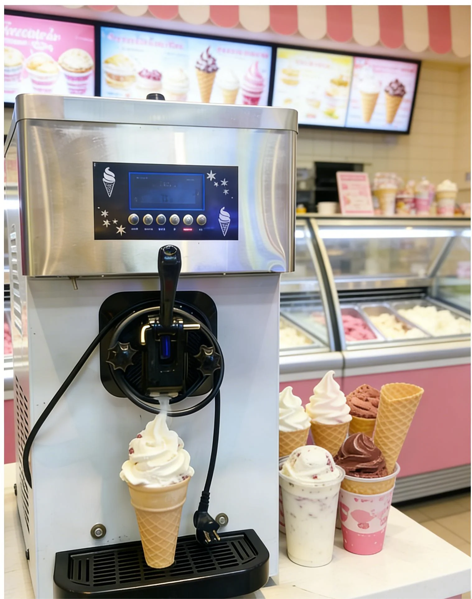 Factory Price 2000W Single Head Electric Fully Automatic Stainless Steel Ice Cream Machine Compressor Household Soft