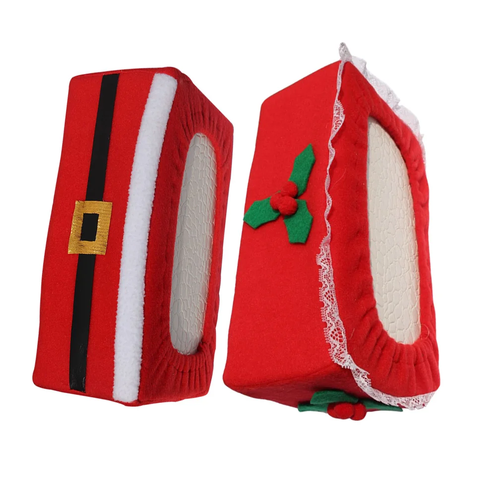 2pcs Christmas Theme Decorations Christmas Holiday Gift Berry Tissue Box Christmas tissue box Christmas tissue holder