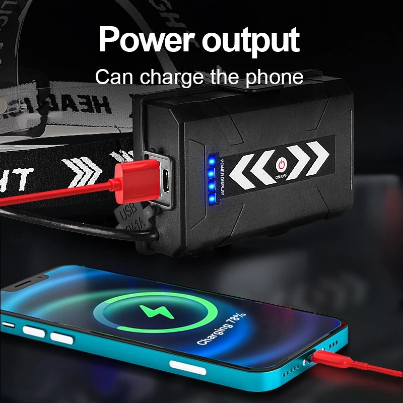 9000000 LM 600W linterna frontal ultrapotente luz frontal 8000LM L2 recargable tipo C linterna de cabeza LED para pesca