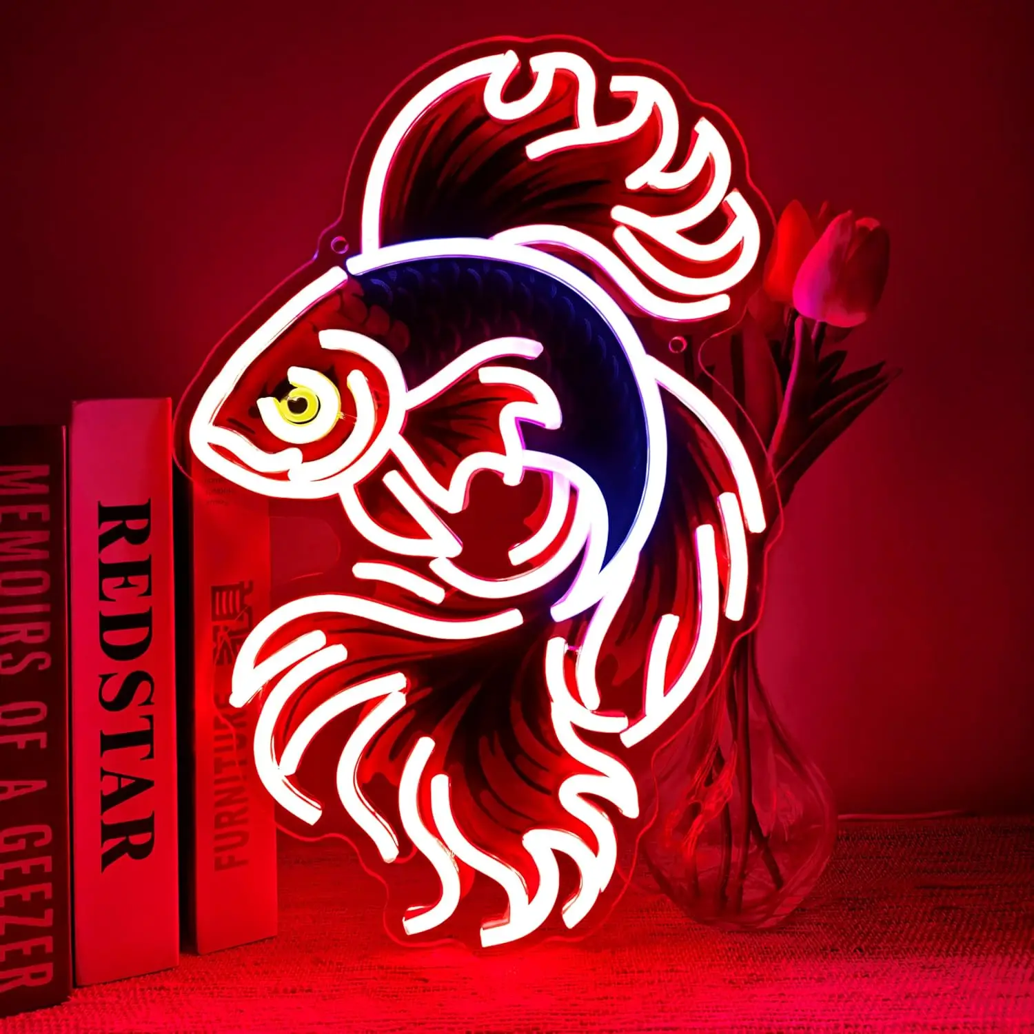 

Koi Fish Neon Sign Wall Art Light USB Japanese Symbol of Prosperity Resilience & Good Luck LED Light Bedroom Decoration Gift