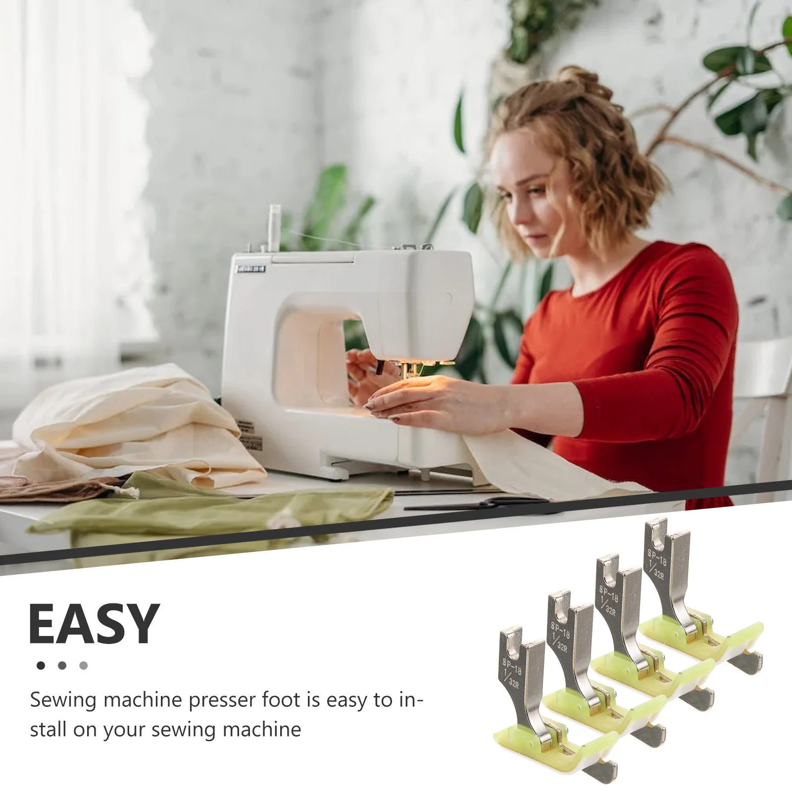 

4pcs Steel Sewing Feet Wear-Resistant Presser Foot For Household Industrial Machines Multi-Function Stitching Accessories