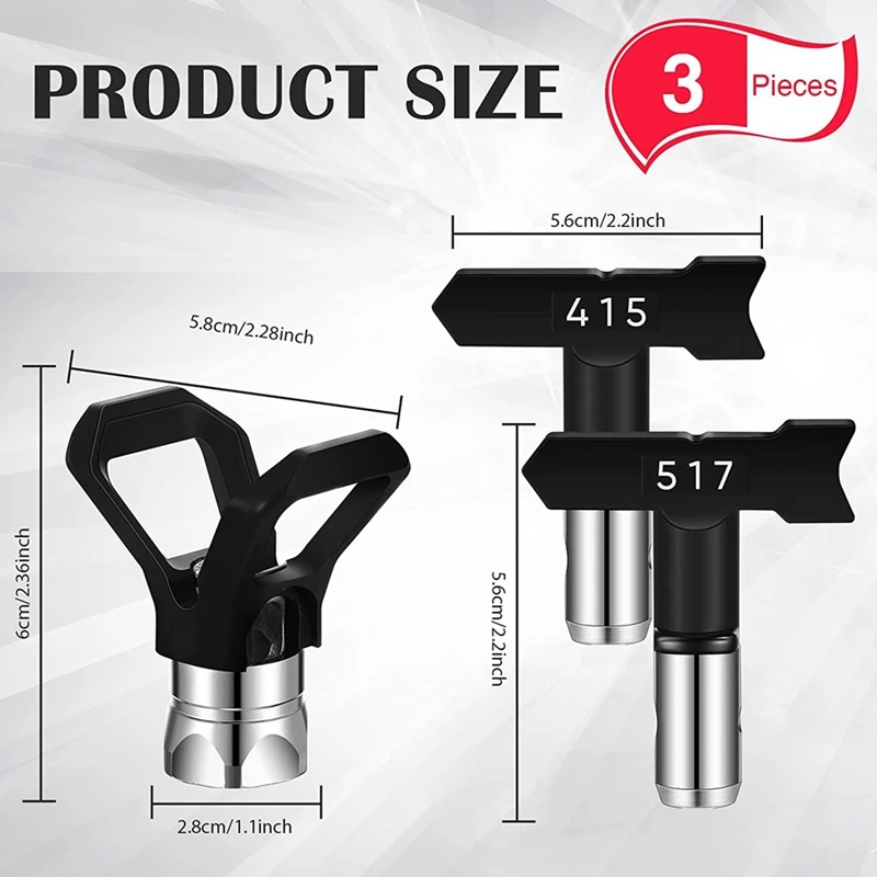 3Pcs Spray Tips Airless Paint Spray Sprayer Tip Guard Black Spray Paint Tips For Spray Can Airless Spray Nozzle