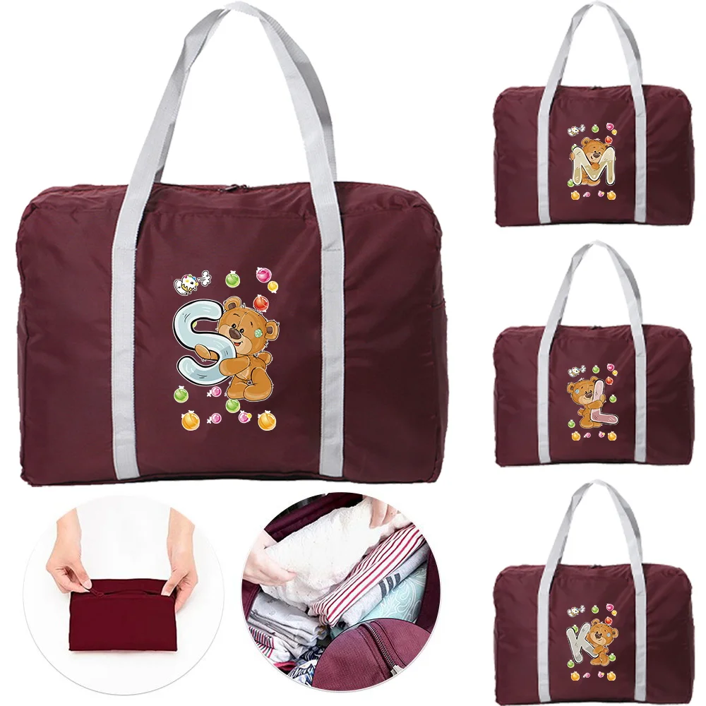 

Travel Handbag Lightweight Large Capacity Bear Pattern Printing Series Travel Accessories Essential for Holiday Outings