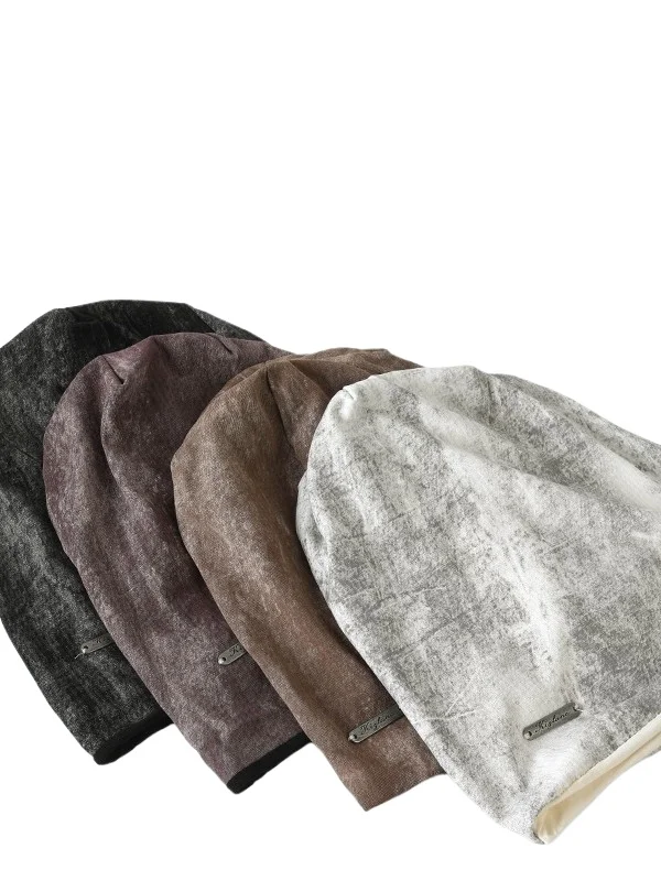 Retro gradual change pile hat female trend street thin autumn winter spring breathable loose headgear show face small pullover