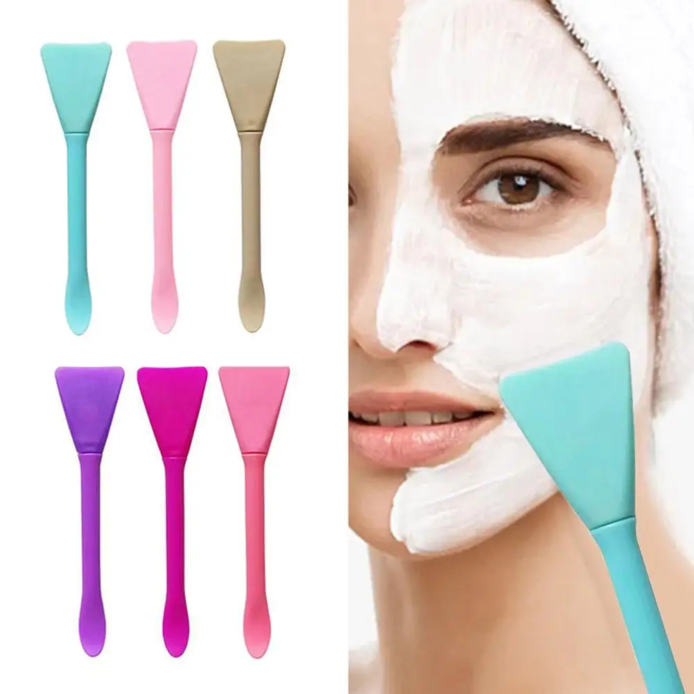 Double Head Dual-use Facial Mask Brush Silicone Facial With Scoop Apply Mud Film Facial Mask Brush Facial Beauty Tool