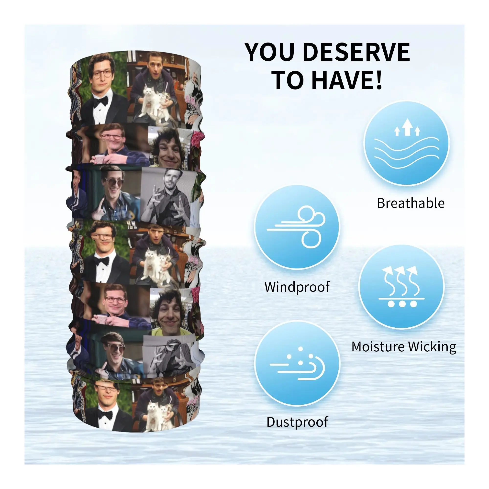 Andy Samberg (Jake peralta) pic 콜라주 Bandana Neck Gaiter 프린트 페이스 스카프 사이클링 스카프 남성용 여성용 통기성