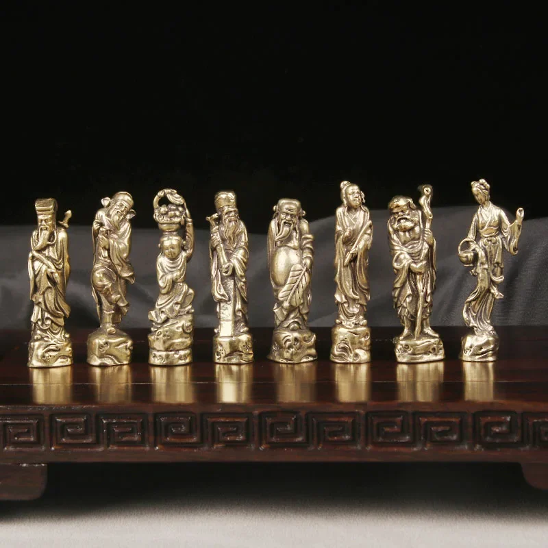 Brass Eight Immortals Cross the Sea Ornaments Antiques Miscellaneous Bronze Statues China-Chic Handicrafts Bronze Ware figures