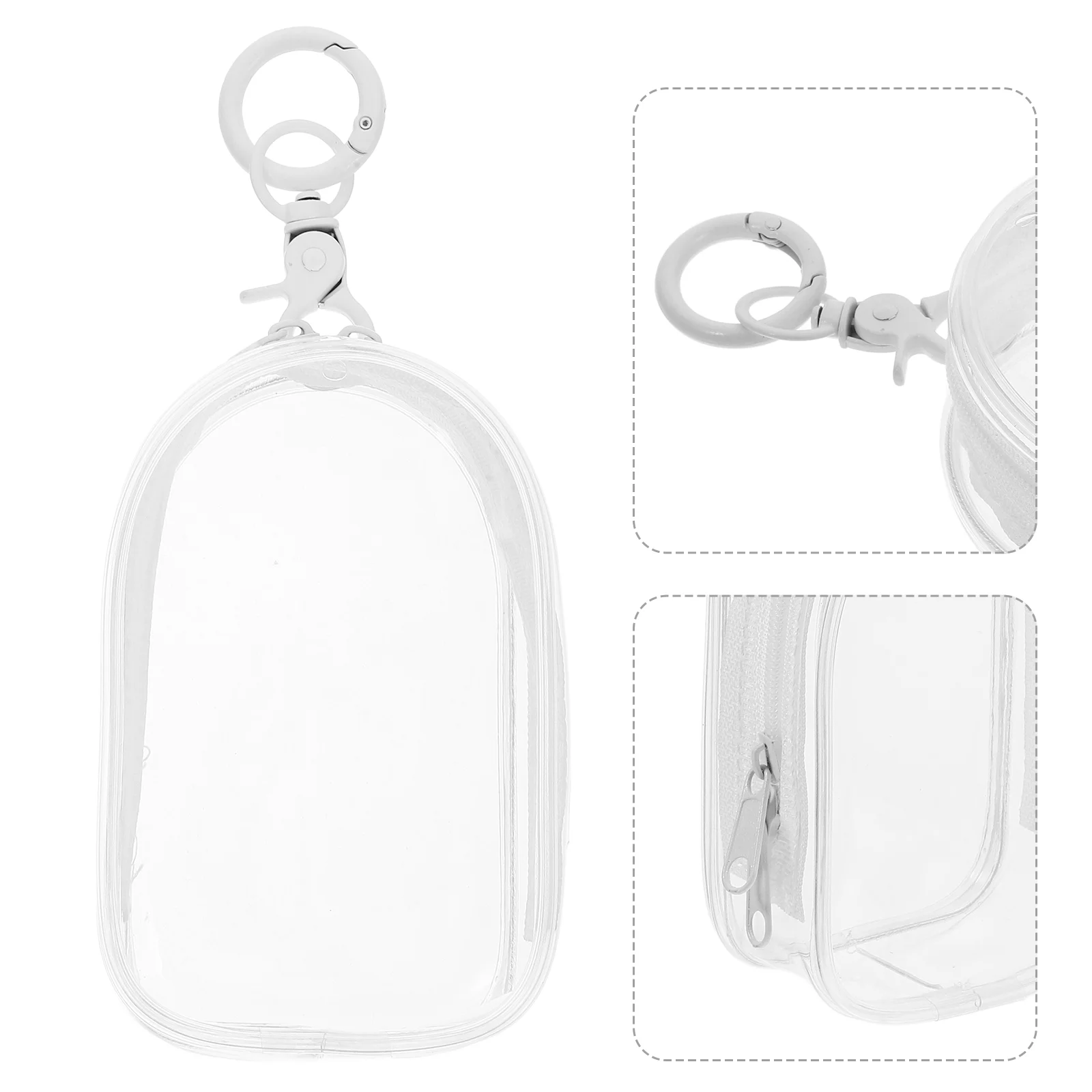 Clear PVC Organizer with Keychain Portable High Transparency Zipper Figure Display Bag Transparent Storage Bag for Gir