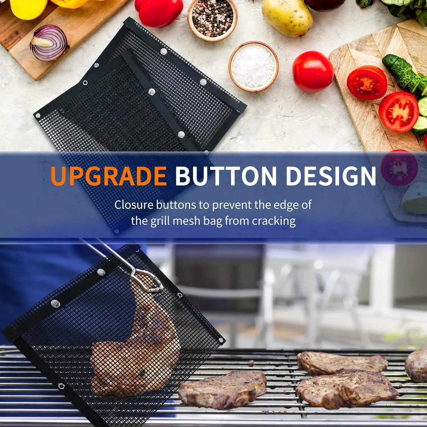 أكياس شوايات جبلية قابلة لإعادة الاستخدام لأسماك الشواء - مناسبة للفحم والشوايات الكهربائية المقاومة للحرارة وغير اللاصقة