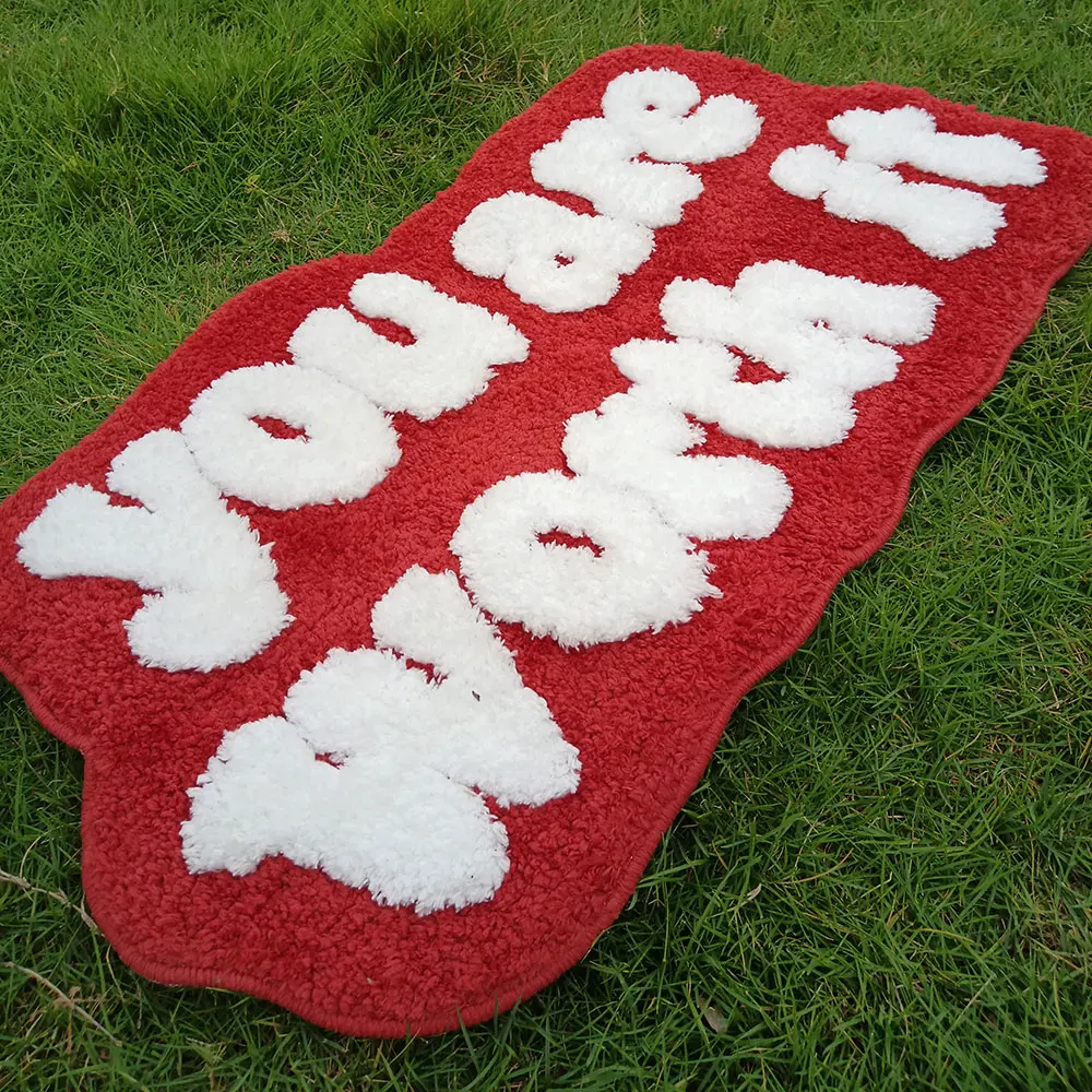 Non-Slip Carpet with Letter Pattern, Floor Mat, Bedroom Decoration, Bedside Small Rugs, Home Bathroom, New Design, 40x80cm