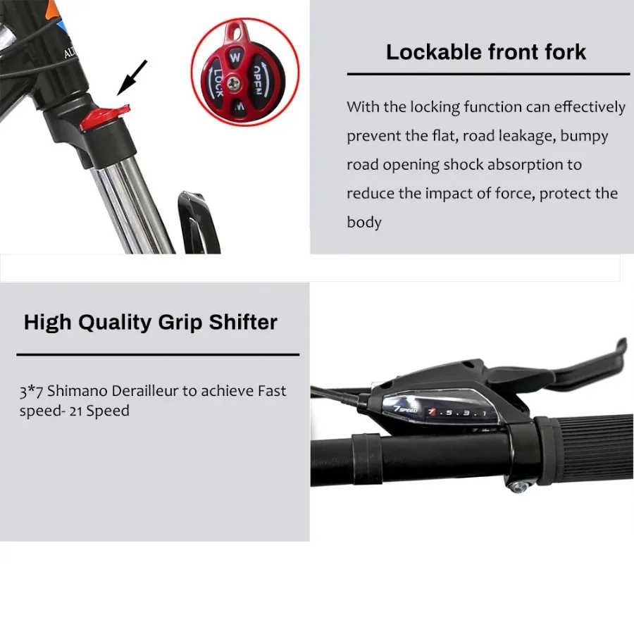 ALTRUISM H6 دراجة جبلية ذات تعليق كامل مقاس 26 بوصة - 21 سرعة Shimano MTB مع فرامل قرصية مزدوجة وإطار فولاذي للبالغين #5