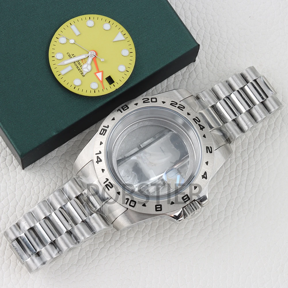 NH34 39mm Case Solid Stainless Steel Sapphire for Explorer NH34 Movement 28.5mm Green Luminouis Dial Watch Parts