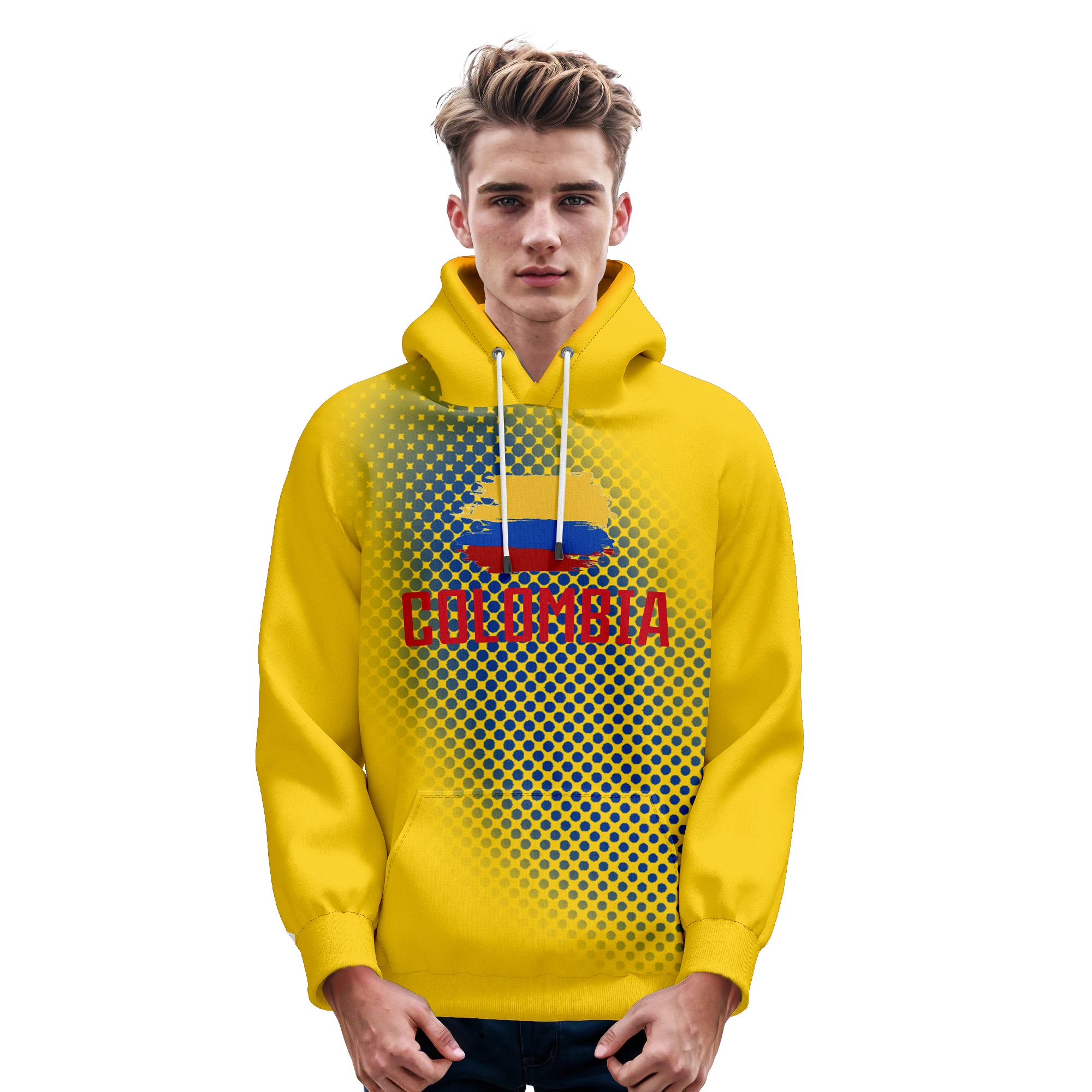 Custom Colombia Soccer Hoodie for Men Women Youth Personalized Name Number Football Sweatshirt 3D Printing Soccer Team Pullover