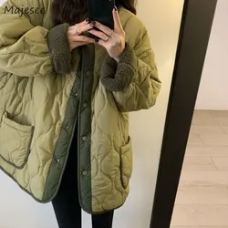 Parka Donna Cappotto invernale O-Collo Allentato Stile coreano Ropa De Invierno Mujer Studenti Vintage Chic Addensare Caldo Comfort Patchwork