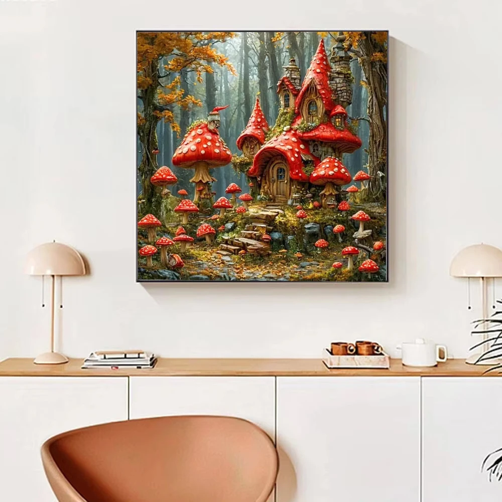 

Набор из 500/1024 элементов: Пазлы «Растения и Красные Грибы» — Сложная семейная игра для игровой комнаты, спальни, в подарок, без рамки