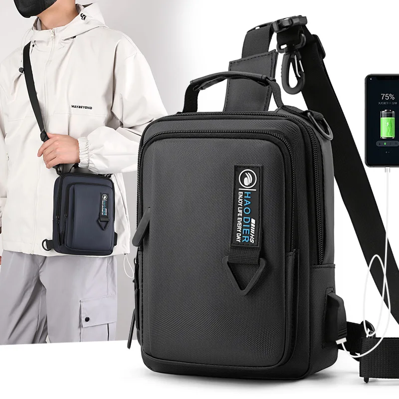 

USB Charging Anti-theft Backpack Casual Solid Men Crossbody Bags Male Oxford Handbag Shoulder Bags Boy Messenger Bags for Travel