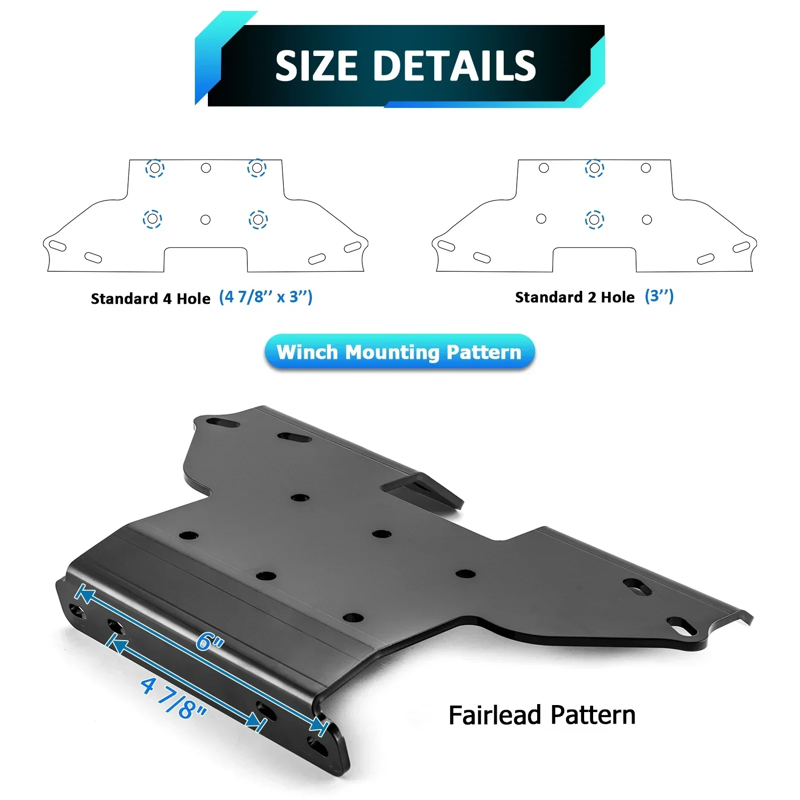 ATV Winch Mounting Bracket Plate 4 7/8