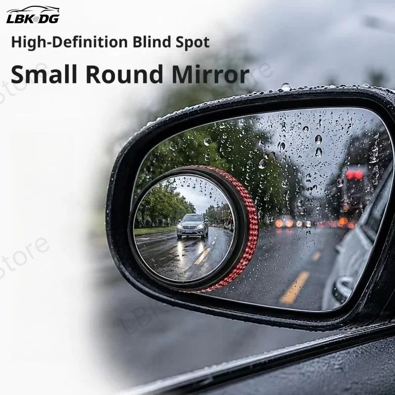 360° Adjustable Wide Angle Rhinestone Round Convex Blind Spot Mirror Clear Car Rearview Mirror Accessories for Safe Driving