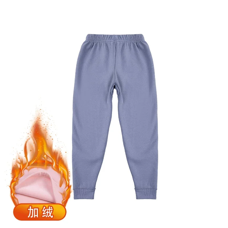 2026 Baby Kids For Boys Pants Autumn Winter Thicked Warm Girls Leggings Solid Color Children's Large Size Pant Trousers Homewear