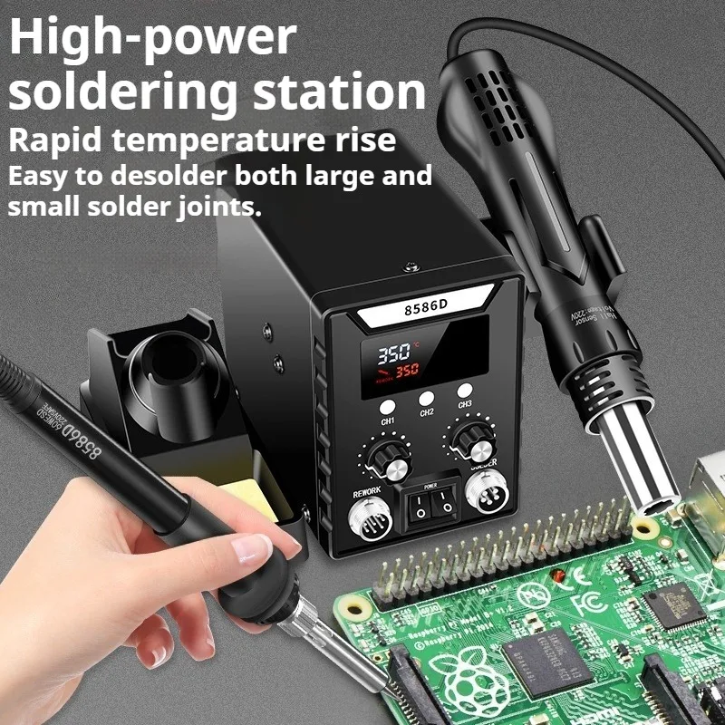 Auto Sleep Hot Soldering Station Dual Digital Display SMD Rework Station Adjustable Temperature Airflow Phone Repair Electronics
