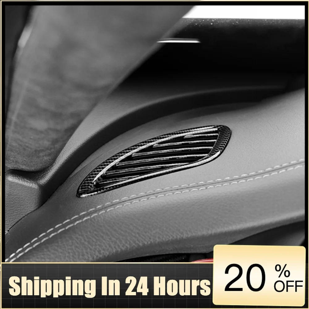 For Kia Stinger 2018-2022 Carbon Fiber Dashboard Upper Air Outlet Cover Air Conditional Defrost Vent Grill Trim Frame LHD/RHD