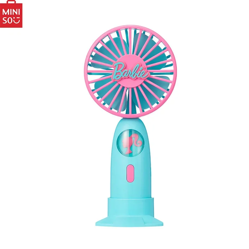 MINISO Barbie Series 1200ma USB Charging Port Daylight Shine Series Handheld Fan  Genuine and authorised stock  Cute in pink