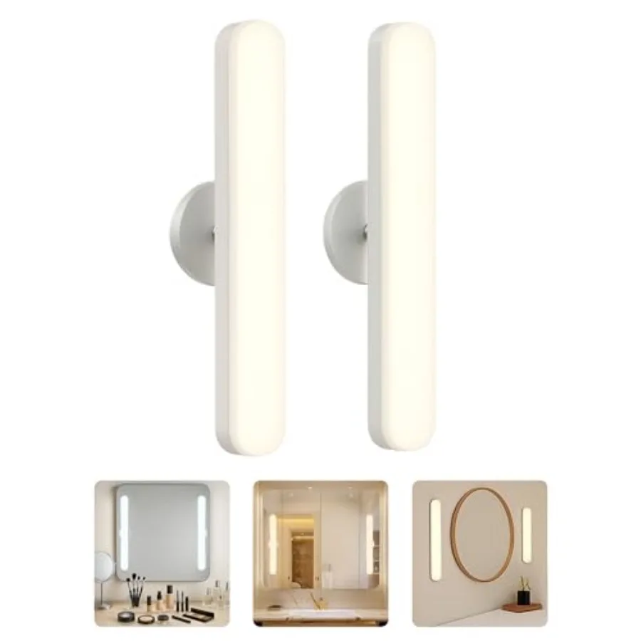 

Set of 2 Wirel Vanity Makeup Lights for Mirror, Stick On Rechargeable Light Bar for Bathroom Mirror with 3 CCTandDimmable, Cord
