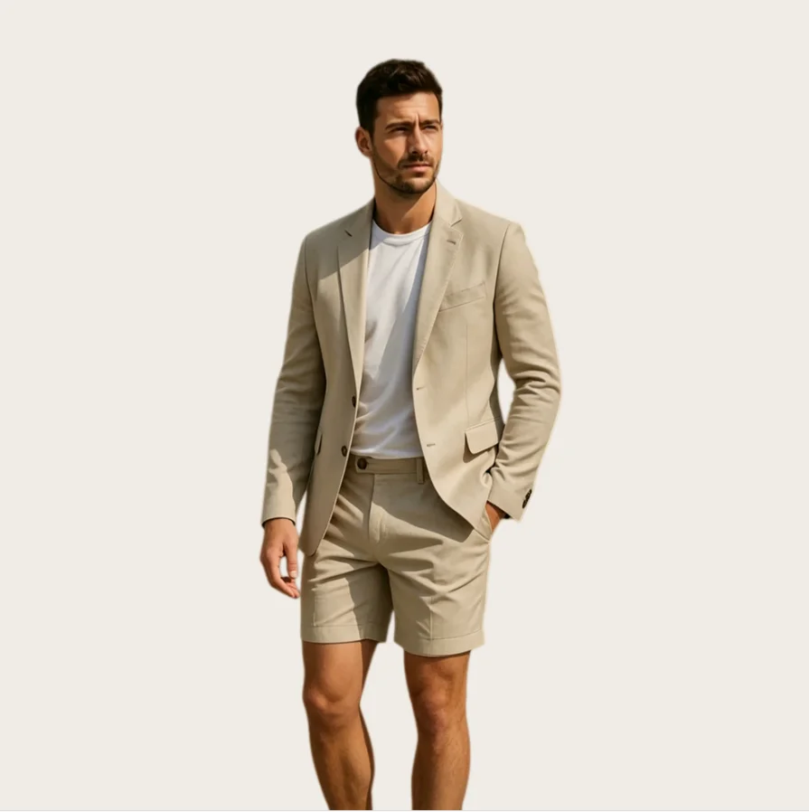 

Mophiel Men's Suits 2 Piece Wedding Party Blazer Shorts Set Summer Beach Business Daily Outfit Prom Slim Fit Tuxedo Customized