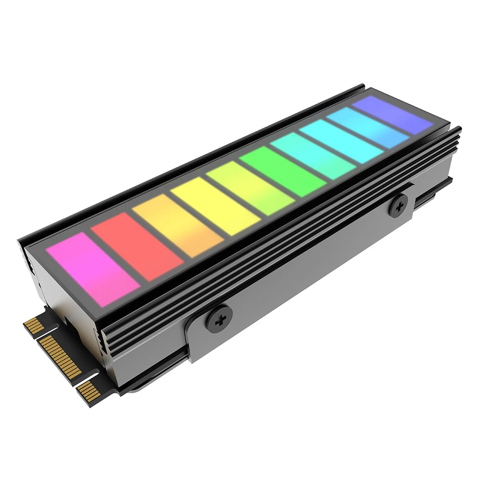 5V 3Pin ARGB Sync M.2 SSD 2280 Radiator with Thermal Silicone Pad M.2 Hard Disk Cooler M.2 SSD Heatsink Cooler for 2280 M.2 SSD