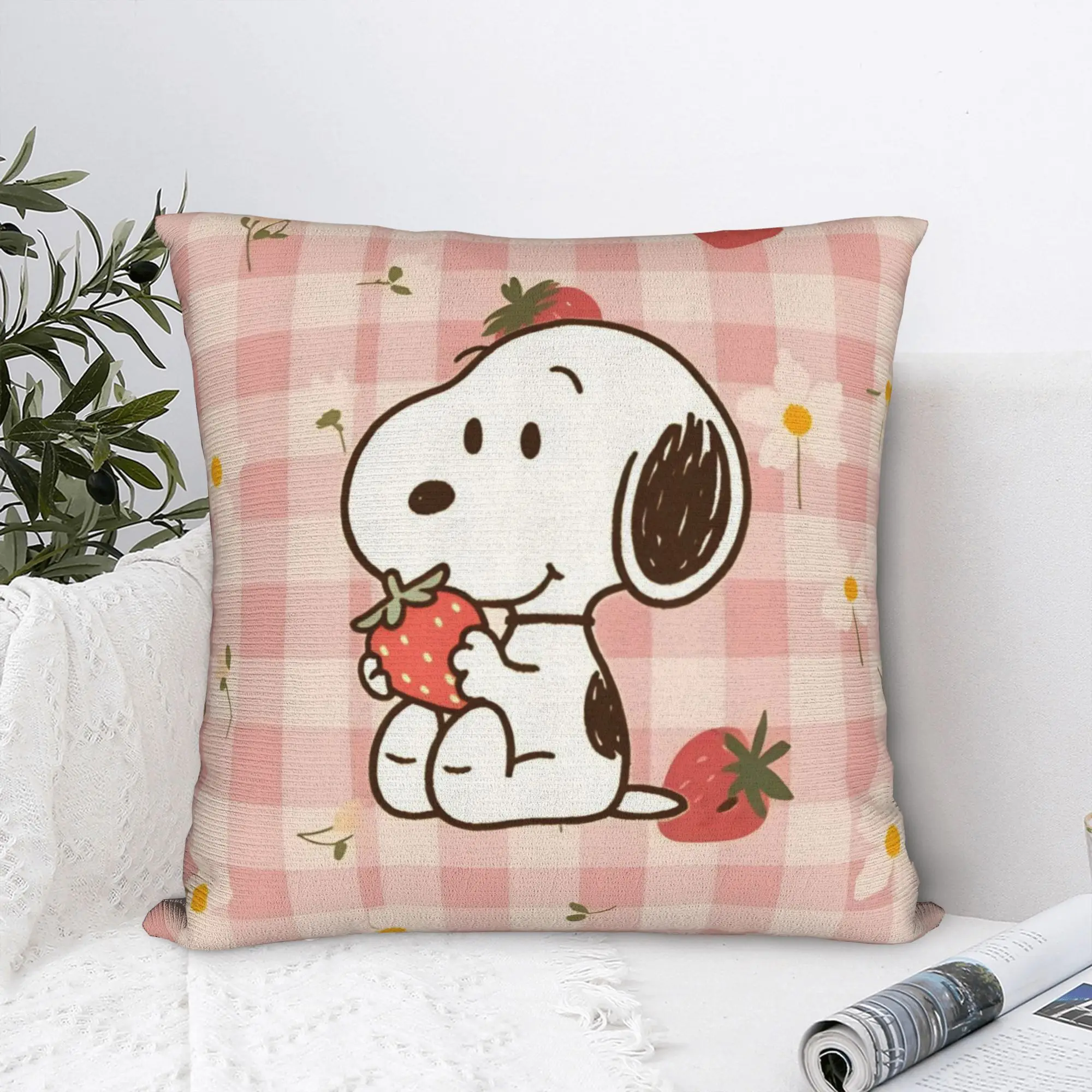 Cartoon Cute S-Snoopys Square Pillow Covers Polyester Home  Cushion Cover Cute Decor Throw Pillow Case 40*40