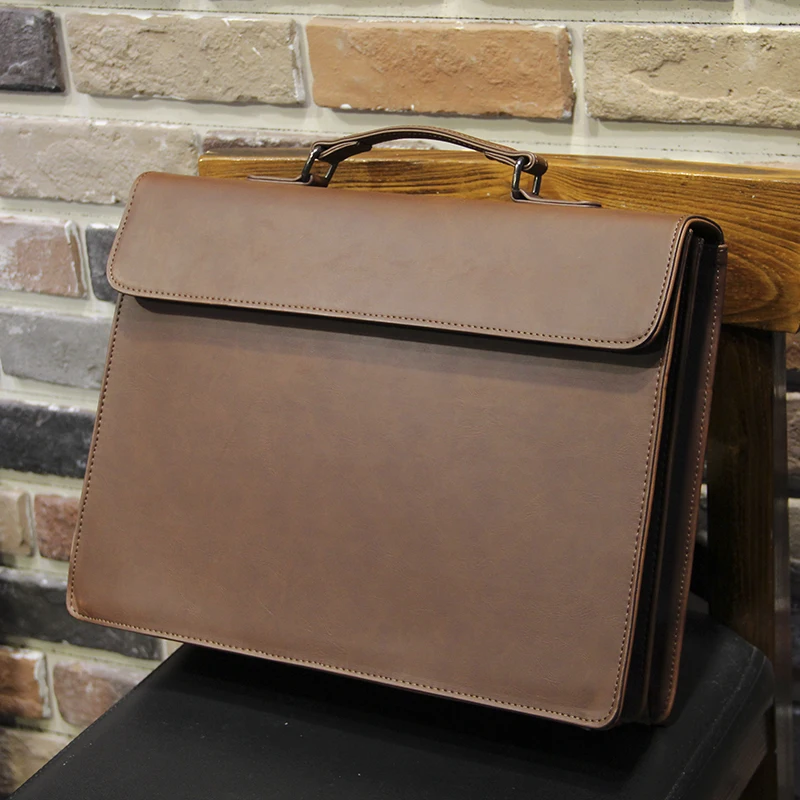 Retro Fashion Men\'s Business Bag Casual Style Handbag Shoulder Bag Crossbody Bag for Travel And Work PU Leather Handbag