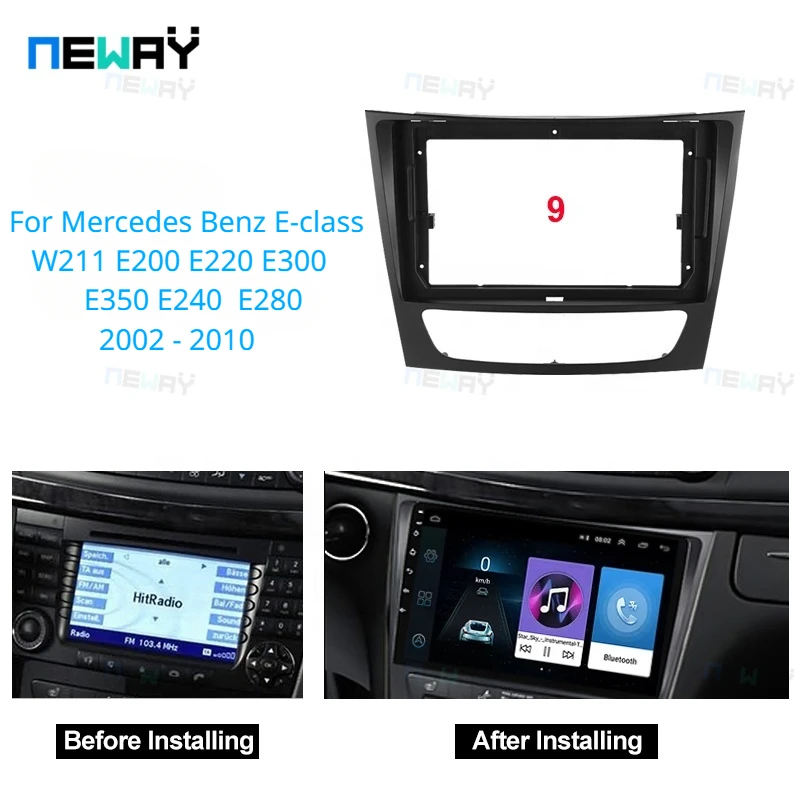 Car Radio Plastic Fascia Panel Frame For Mercedes Benz E-class W211 E200 E220 E300 E350 E240 2002 - 2010 Fitting