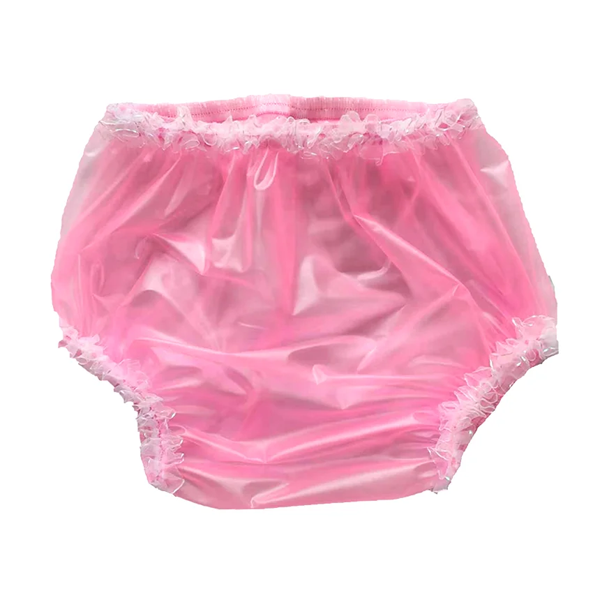 LangKee Haian PVC Adult Baby Lace Panties Plastic pants Color Pink